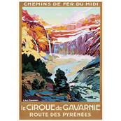 Affiche Pyrénées cirque de Gavarnie chemin de fer 50x70cm Fricker