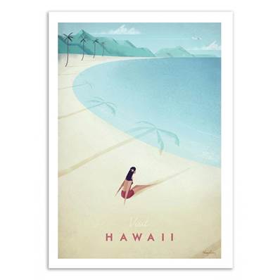 Affiche visit Hawaii USA 50x70cm Henry Rivers
