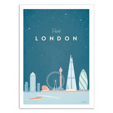 Affiche visit Londres Royaume-Uni 50x70cm Henry Rivers