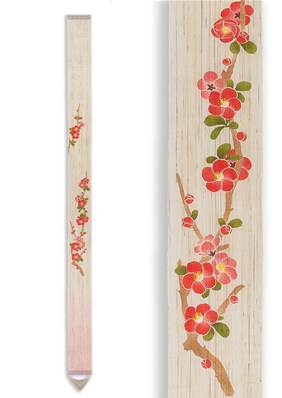 Tenture japonaise traditionnelle Fleurs rouges 170 cm