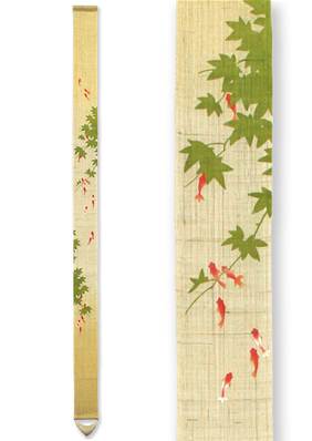 Tenture japonaise traditionnelle Poissons rouges et branche d'érable 170 cm