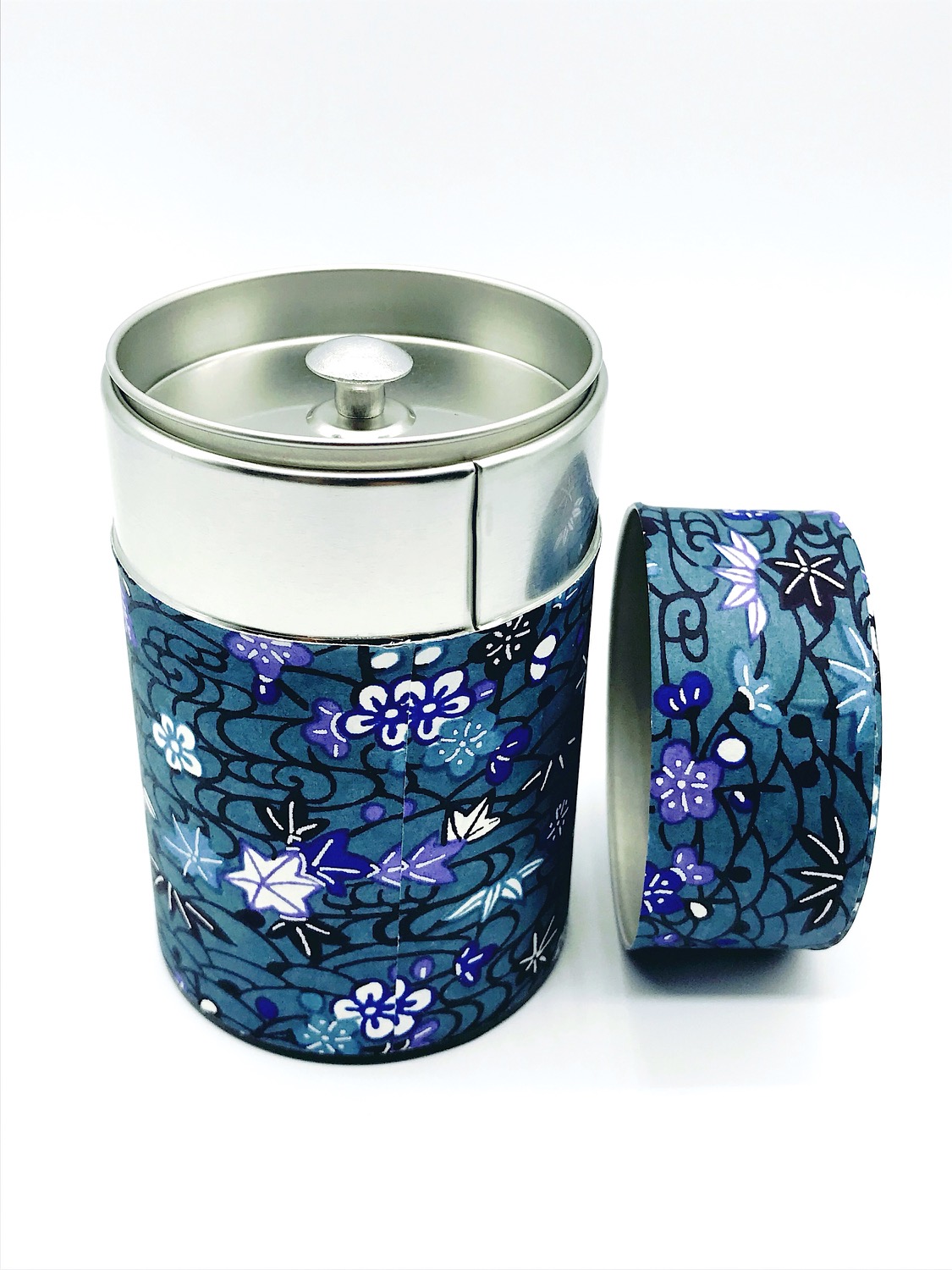 Boîte à thé métal japonaise fleur bleue 100 gr