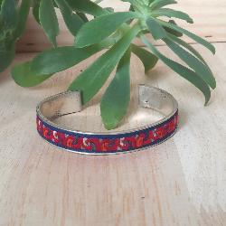 Bracelet ethnique Tibétain, tissus brodé Lha-mi