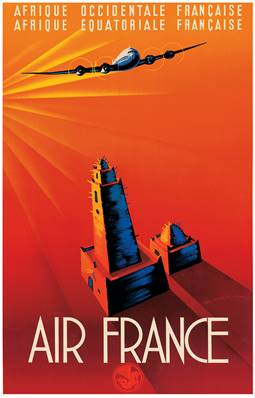 Affiche vintage déco de collection Air France Afrique Colonie AEF AOF 50x70cm