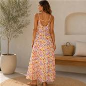 Robe longue fleurie à bretelles