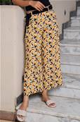 Pantalon SHINO ceinturé imprimé végétal