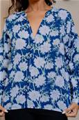 Blouse imprimé bleu artisanale 100% coton