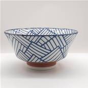 Bol japonais bleu et blanc motif graphique Ø 13 cm