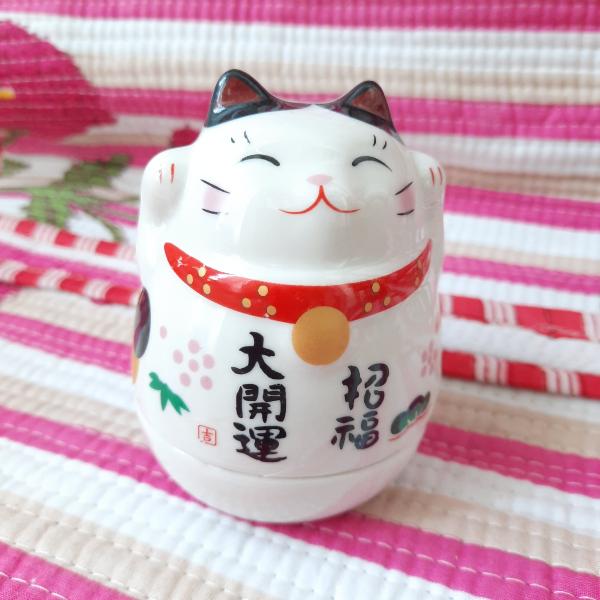 Maneki neko culbuto blanc