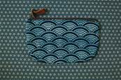 Trousse indigo motif Seigaiha Vague