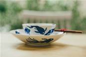 Plat oval Motif Poisson bleu 19,5X16,5CM