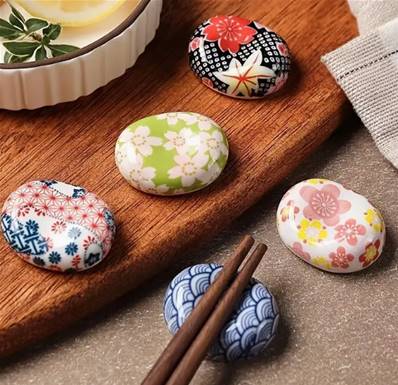 Repose baguettes motifs japonais fleuris - lot de 6 pièces