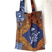 Tote bag wax orange motifs oiseaux