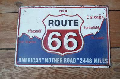 Plaque métal 26X40 vintage "ROUTE 66".