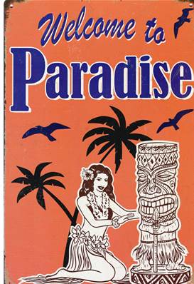 Plaque métal 20x30 vintage TIKI BAR "Welcome to PARADISE"