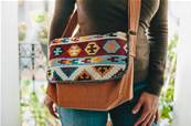 Sac Besace Canvas motifs INCA Orange Large