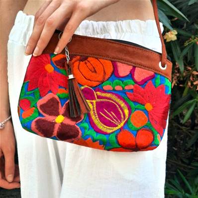 Sac à main motifs fleuris 1 Artisanat du Guatemala