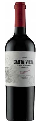 VIN rouge du CHILI CARMENERE réserva CARTA VIEJA 75cl
