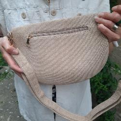 Sac banane double velour cotelé beige