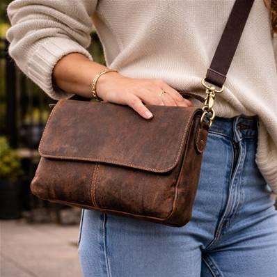 Sac à main en cuir de buffle artisanal 13X23X6 cm