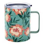Mug de transport double paroi inox 45cl vert fleuri