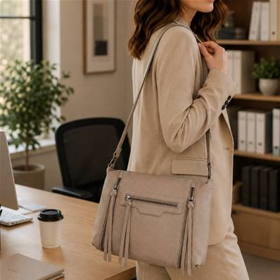 Sac à main 2 zip latéraux taupe