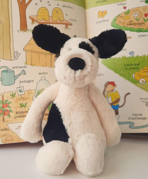 Peluche Jellycat Chien - Little Bashful Black & Cream Puppy