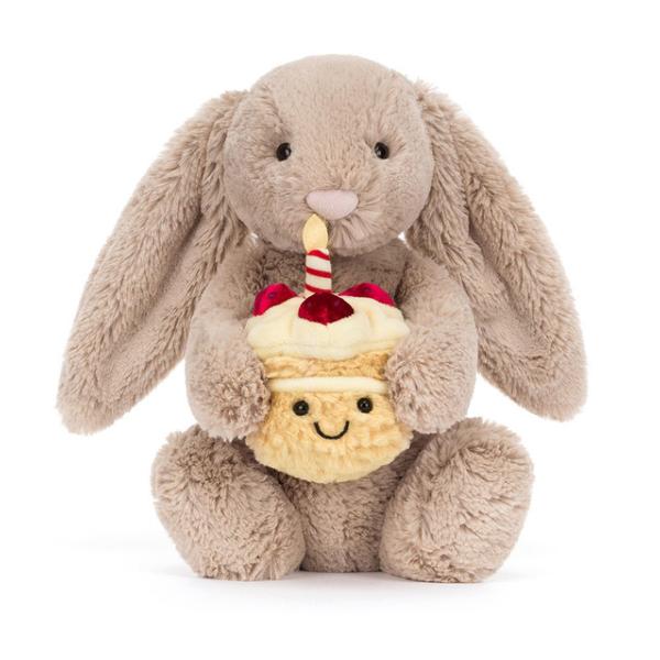 Peluche Jellycat bashful beige bunny 'birthday' original