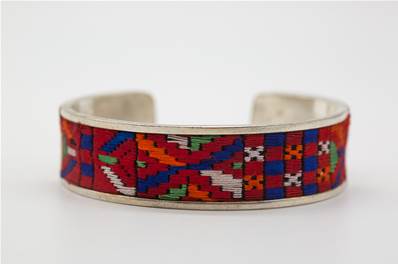 Bracelet ethnique Tibétain, tissus brodé Visuddhi