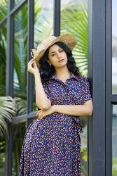 Robe longue SATOMI BLEU OISEAUX PERROQUETS