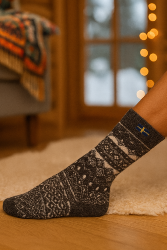 Chaussettes 80% laine flag suede noir 35-38