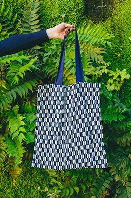 Sac coton Tote bag indigo japonais yagasuri