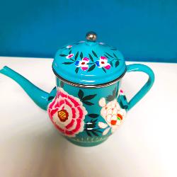 Théière bleue artisanale du Cachemire, peinte à la main