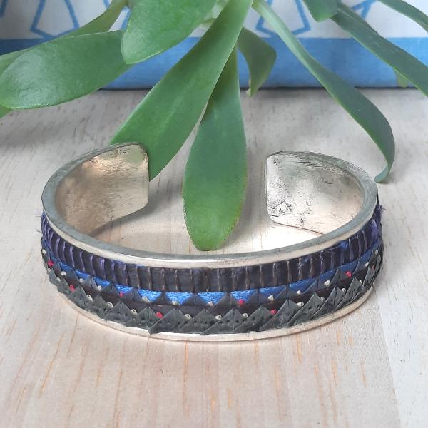 Bracelet ethnique Tibétain, tissus bleu Jhâna