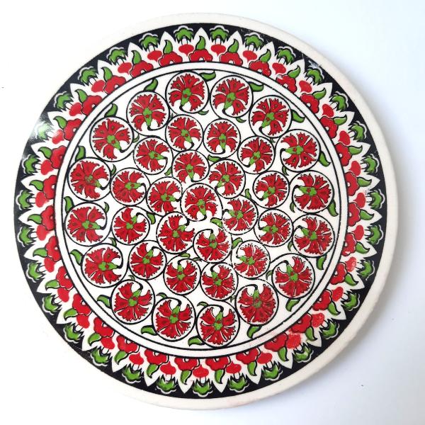 Dessous de plat Iznik rond fait à la main 16 cm