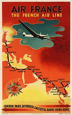 Affiche vintage déco de collection Air France French Air Line 50x70cm