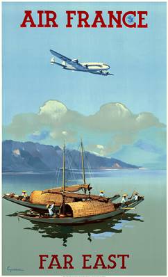 Affiche vintage déco de collection Air France Far East 50x70cm