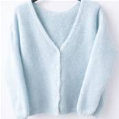 Gilet col V boutonné bleu ciel - taille unique