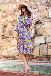 Robe cache c�ur femme feuilles jaunes et roses