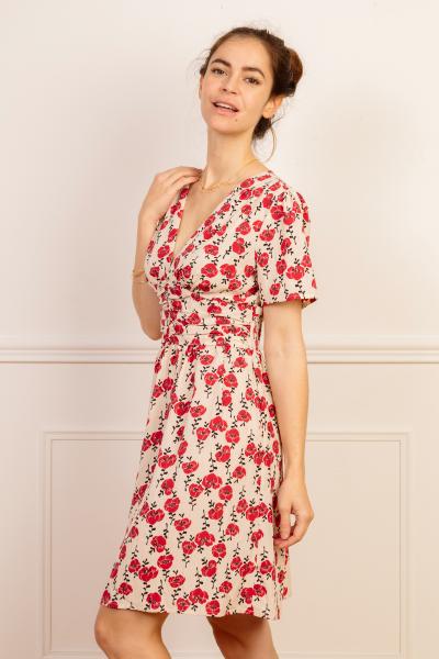 Robe courte col V Poppy