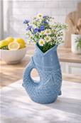 Vase Poisson Bleu 25 cm en céramique décorative