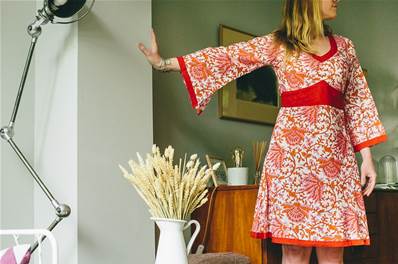 Robe d'été Jaipur en coton motifs fleurs rouge