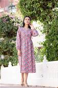 Robe longue cache cur  volant blockprint indien HONO