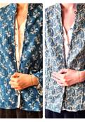 Veste indienne matelassée réversible bleue