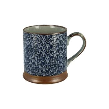 Mug japonais vagues SEIKAINAMI bleues hauteur 8,7 cm