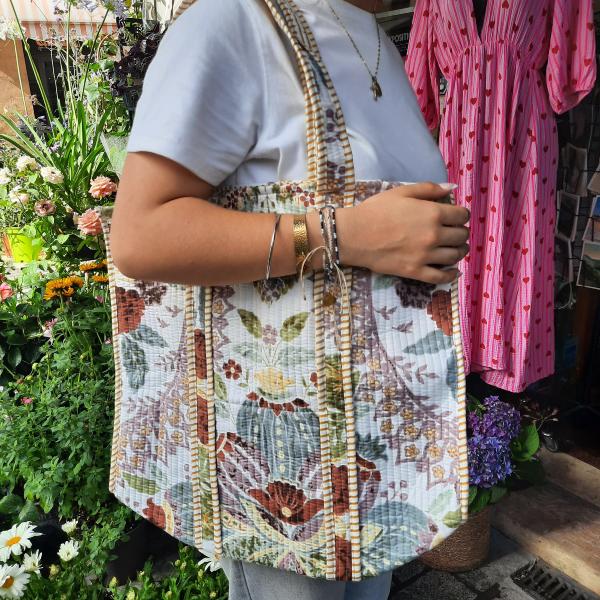 Sac coton Indien Surpiqué "Jardin des fées"