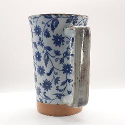 Grand mug japonais bleu et blanc motif floral 40cl 13cm
