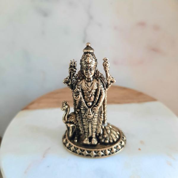 Statue Murugan avec Paon en Laiton