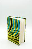 Carnet de notes, tissu WAX africain, Jaune stillé bleu