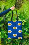 Sac Tote BAG en tissus africain WAX, bleu feuilles jaunes